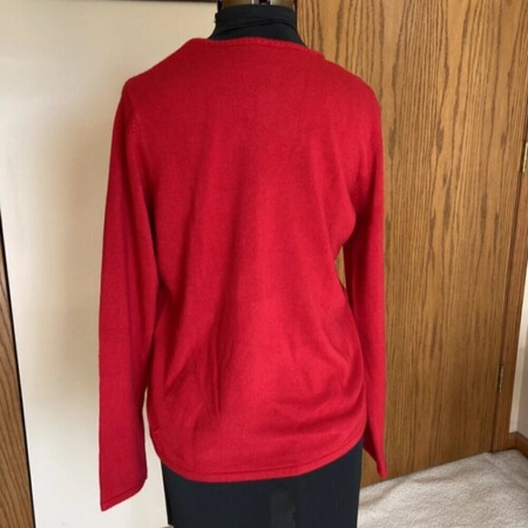 Basic Editions Red V Neck Sweater Medium - Picture 4 of 8